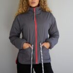 Women's Short reversible jacket Red and Grey